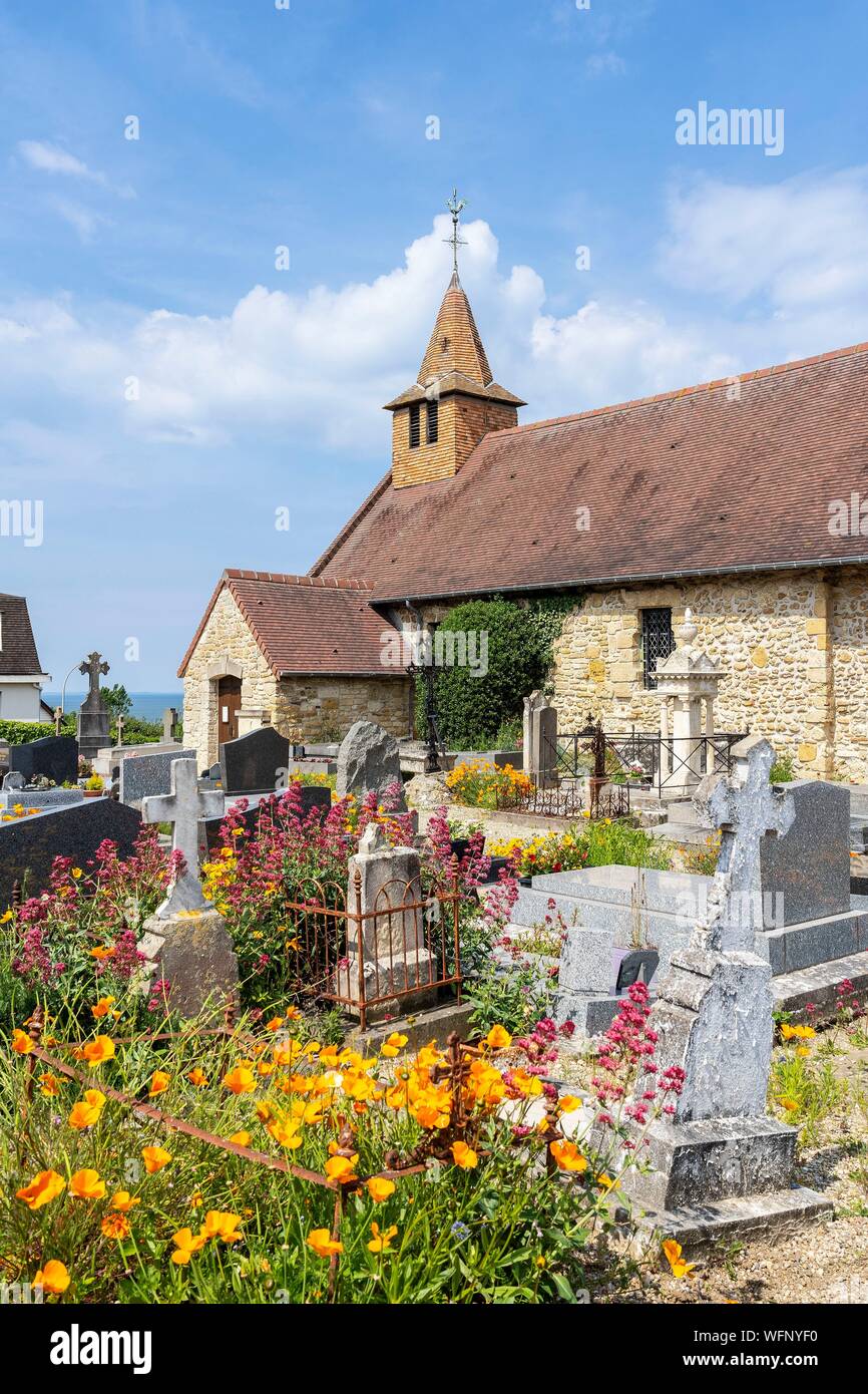 Francia, Calvados, Benerville sur Mer, San Cristoforo Chiesa Foto Stock