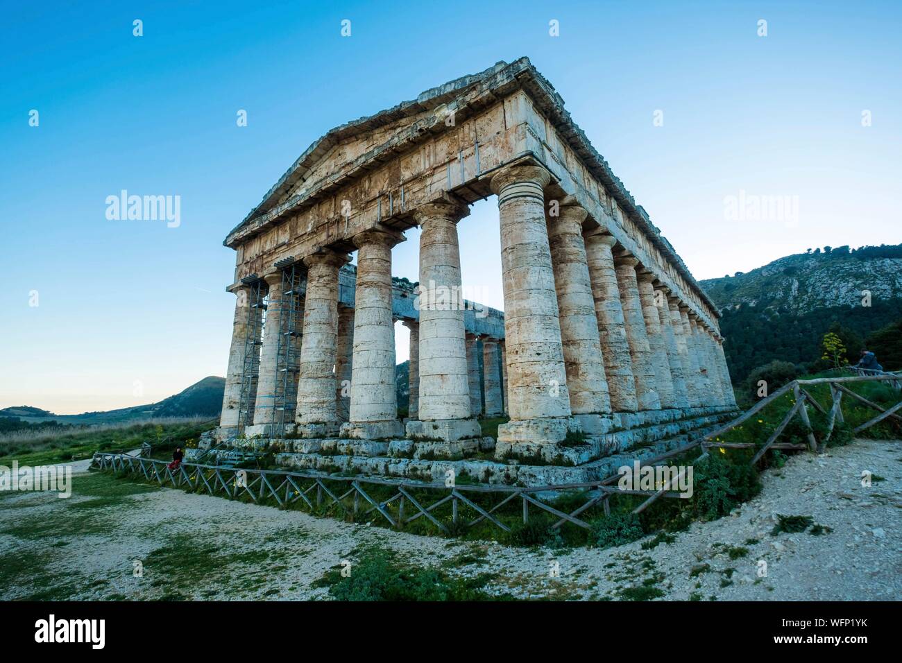 L'Italia, sicilia, Segeste, Tempio greco di stile dorico risalente al V secolo A.C. Foto Stock