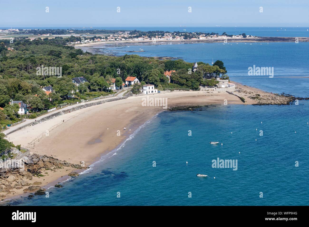 Francia, Vendee, Noirmoutier en l'Ile, les Souzeaux Beach (Vista aerea) Foto Stock
