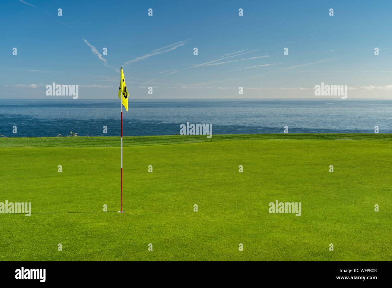 Francia, Seine Maritime, Etretat, Cote d'Abatre, il golf Foto Stock