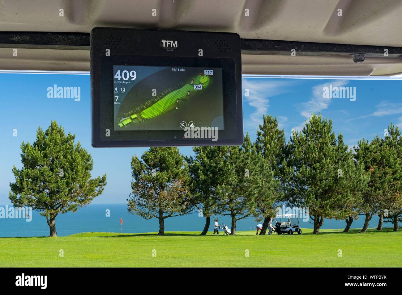 Francia, Seine Maritime, Etretat, Cote d'Abatre, il golf Foto Stock