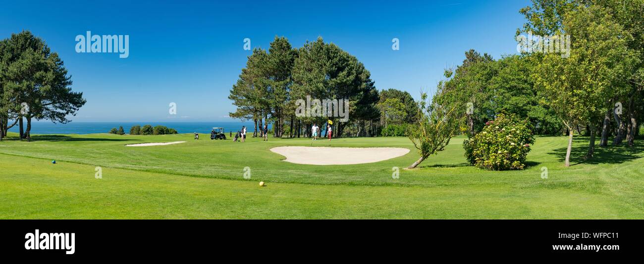 Francia, Seine Maritime, Etretat, Cote d'Abatre, il golf Foto Stock