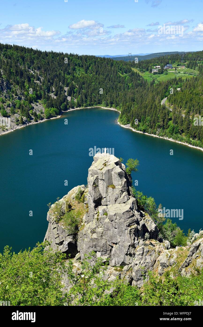 Francia, Haut Rhin, montagne Vosges vicino al Bonhomme pass, lac blanc (lago bianco), 1054 m Foto Stock