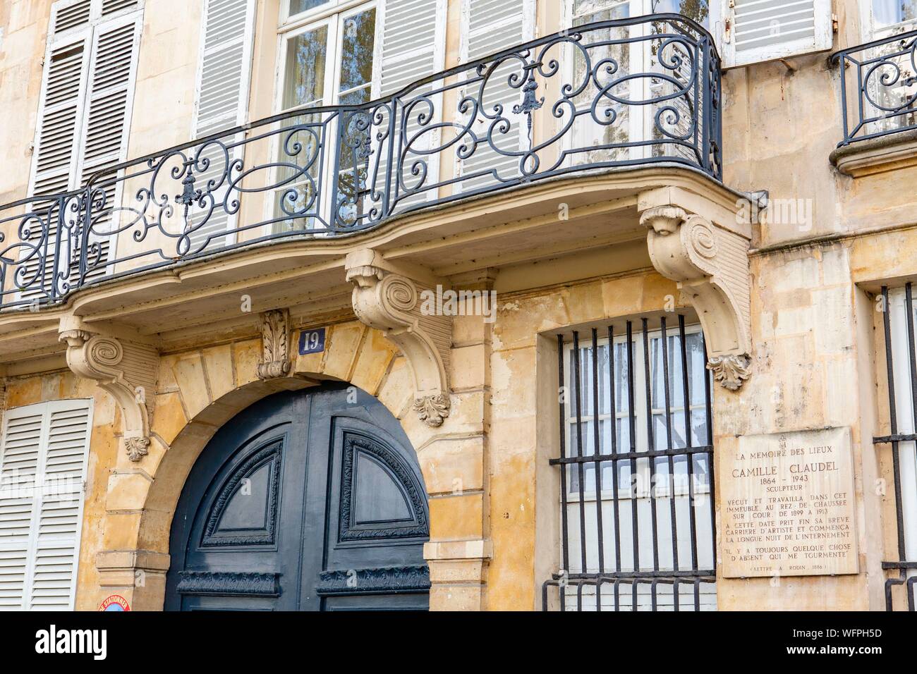 Francia, Parigi, zona elencata come patrimonio mondiale dall' UNESCO, Isola di Saint Louis, Camille Claudel la casa e lo studio a 19 quai de Bourbon Foto Stock