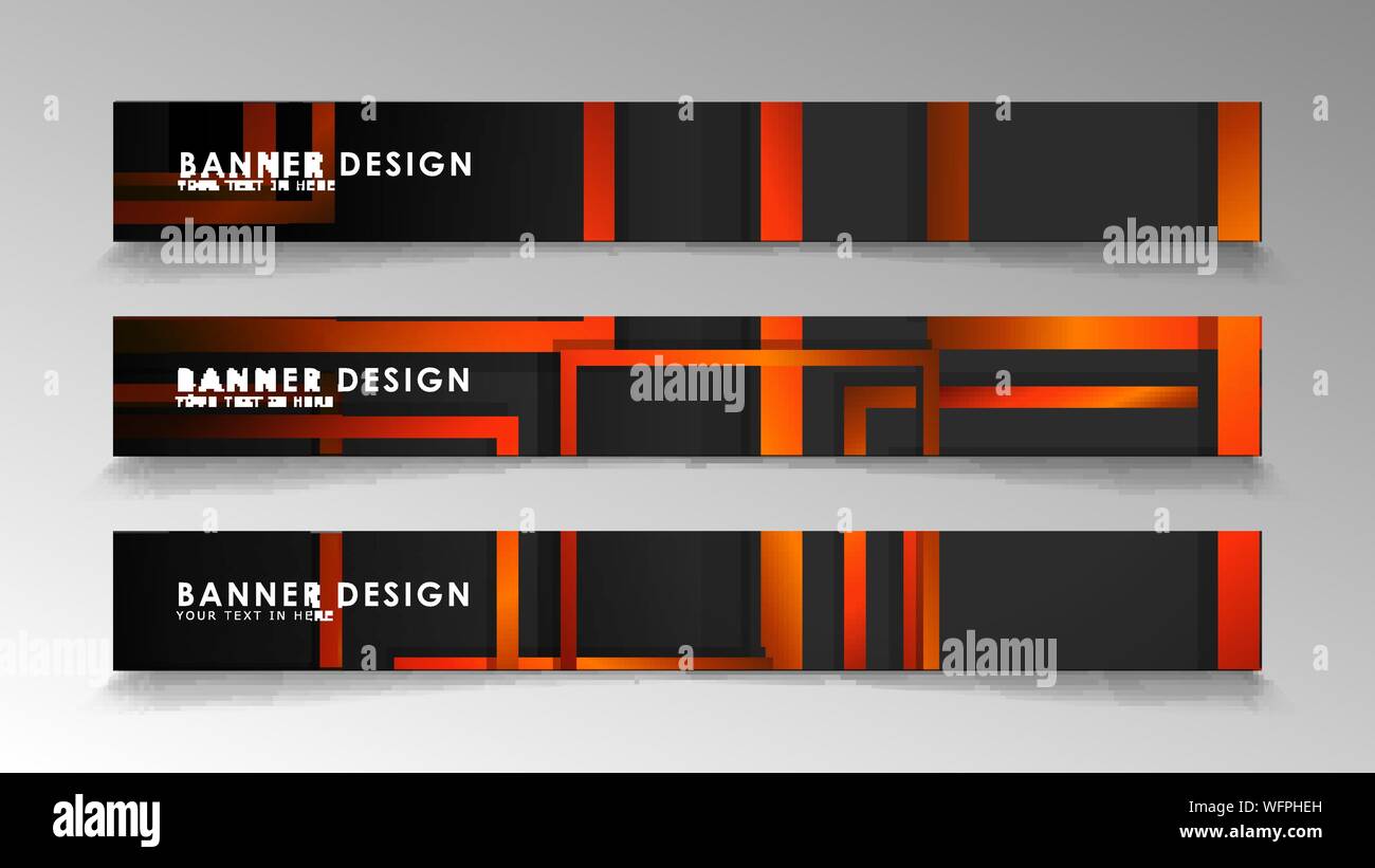 Geometrica astratta e pattern rettangolare banner con gradienti di colore arancione Illustrazione Vettoriale