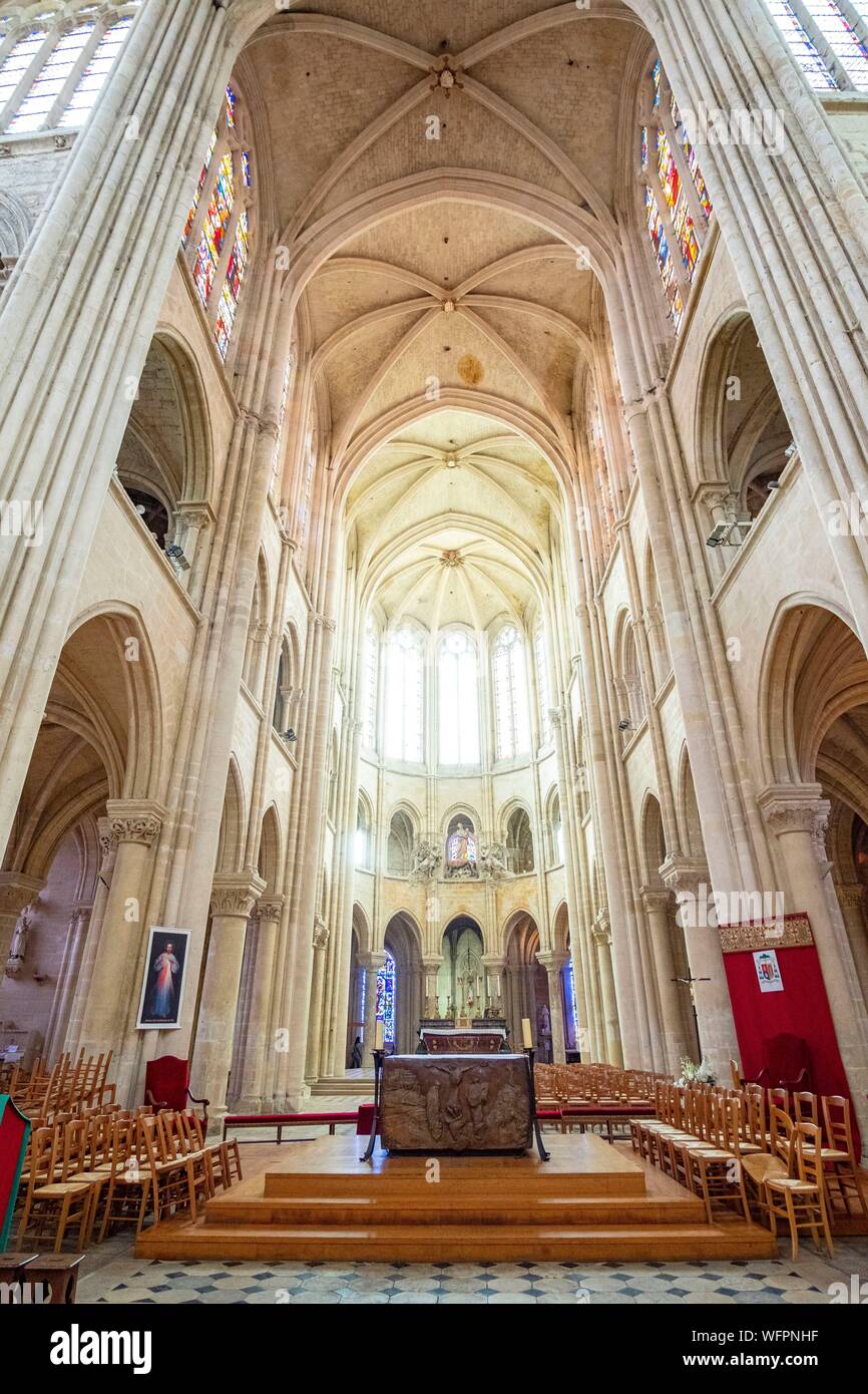 Francia, Oise, Senlis, la cattedrale di Notre Dame di Senlis, cattolica romana architettura gotica Foto Stock