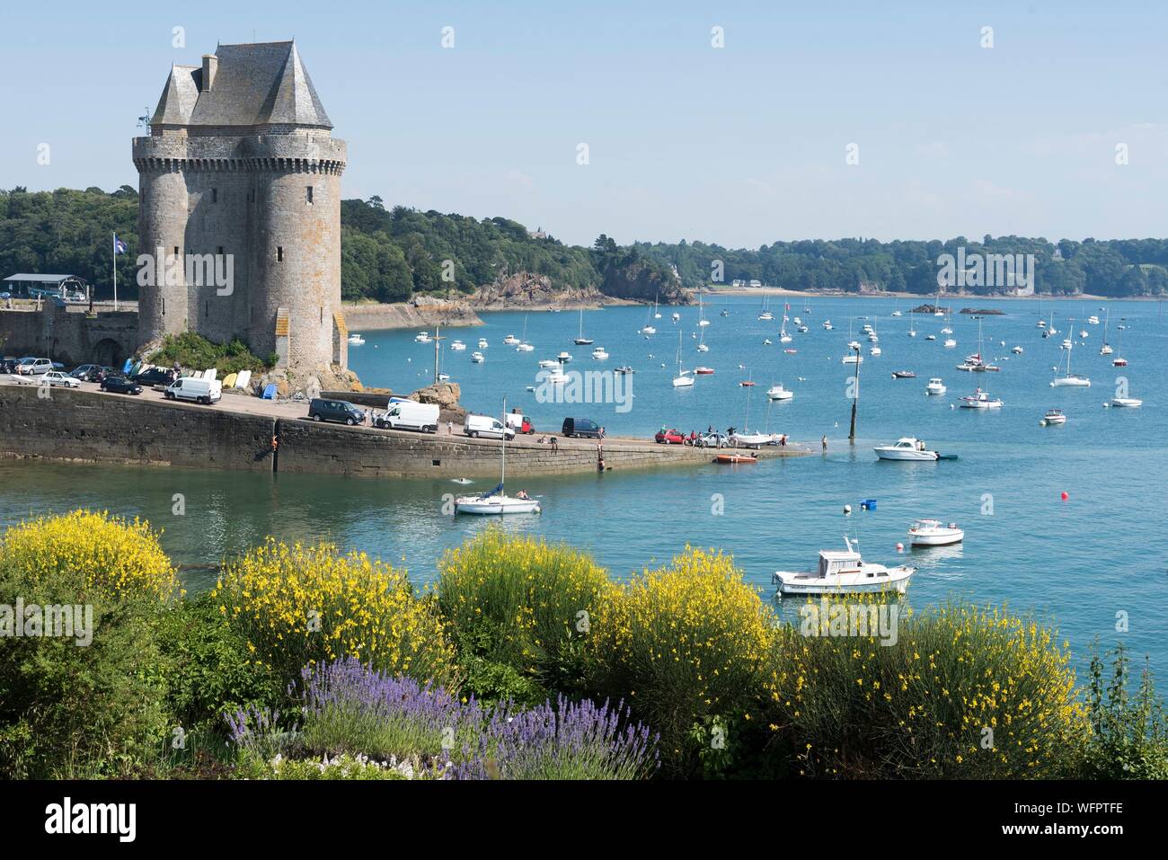 Francia, Ille et Vilaine, Saint Malo, Solidor torre costruita tra il 1369 e il 1382 da Giovanni V, duca della Bretagna (Jean IV), lungo Cours Cap Hornier Museum, Porto Foto Stock