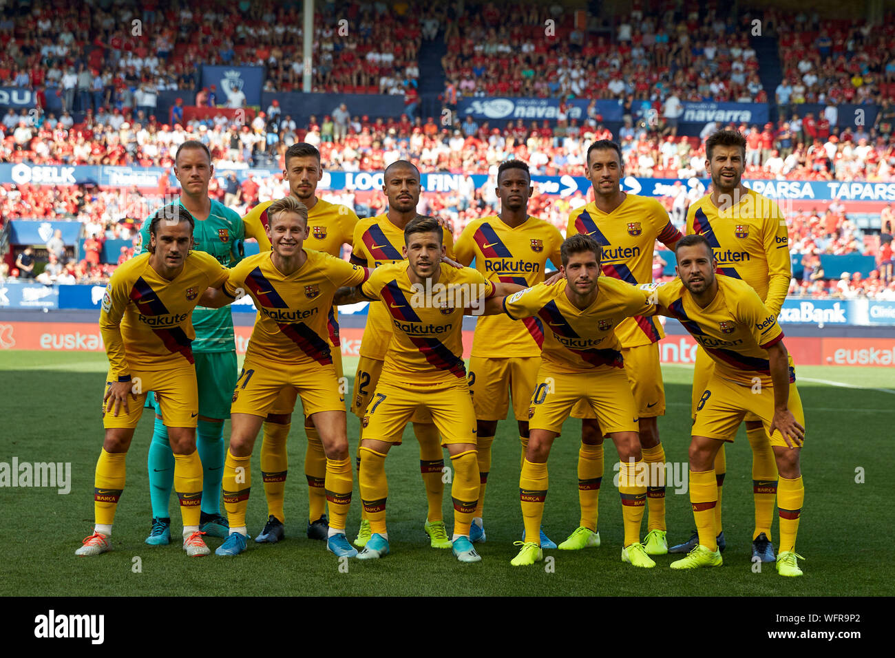 Team di titolare del FC Barcelona durante la spagnola La Liga Santander, match tra CA Osasuna e FC Barcellona alla Sadar stadium.(punteggio finale: CA Osasuna 2 - 2 FC Barcelona) Foto Stock