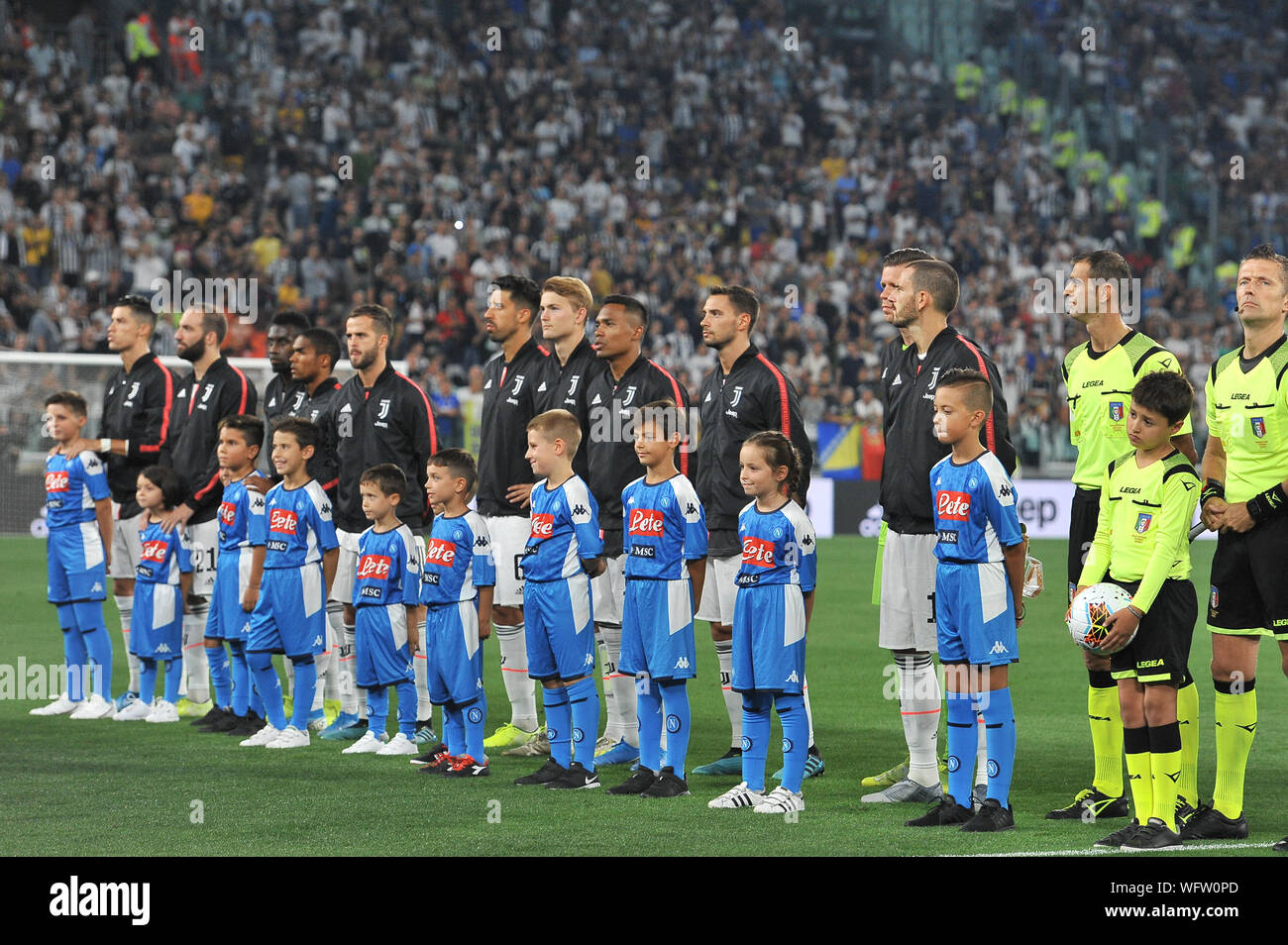 La Juventus FC durante il campionato di Serie A TIM partita di calcio tra Juventus FC e SSC Napoli presso lo stadio Allianz il 31 agosto, 2019 a Torino, Italia. Foto Stock