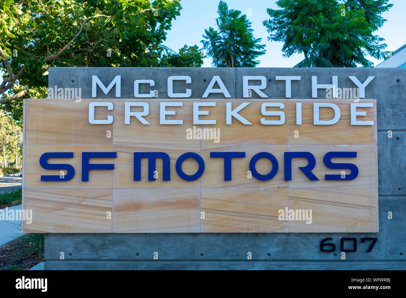 Motori SF firmare presso la sede centrale della società nella Silicon Valley, high-tech mozzo del San Francisco Bay Area Foto Stock