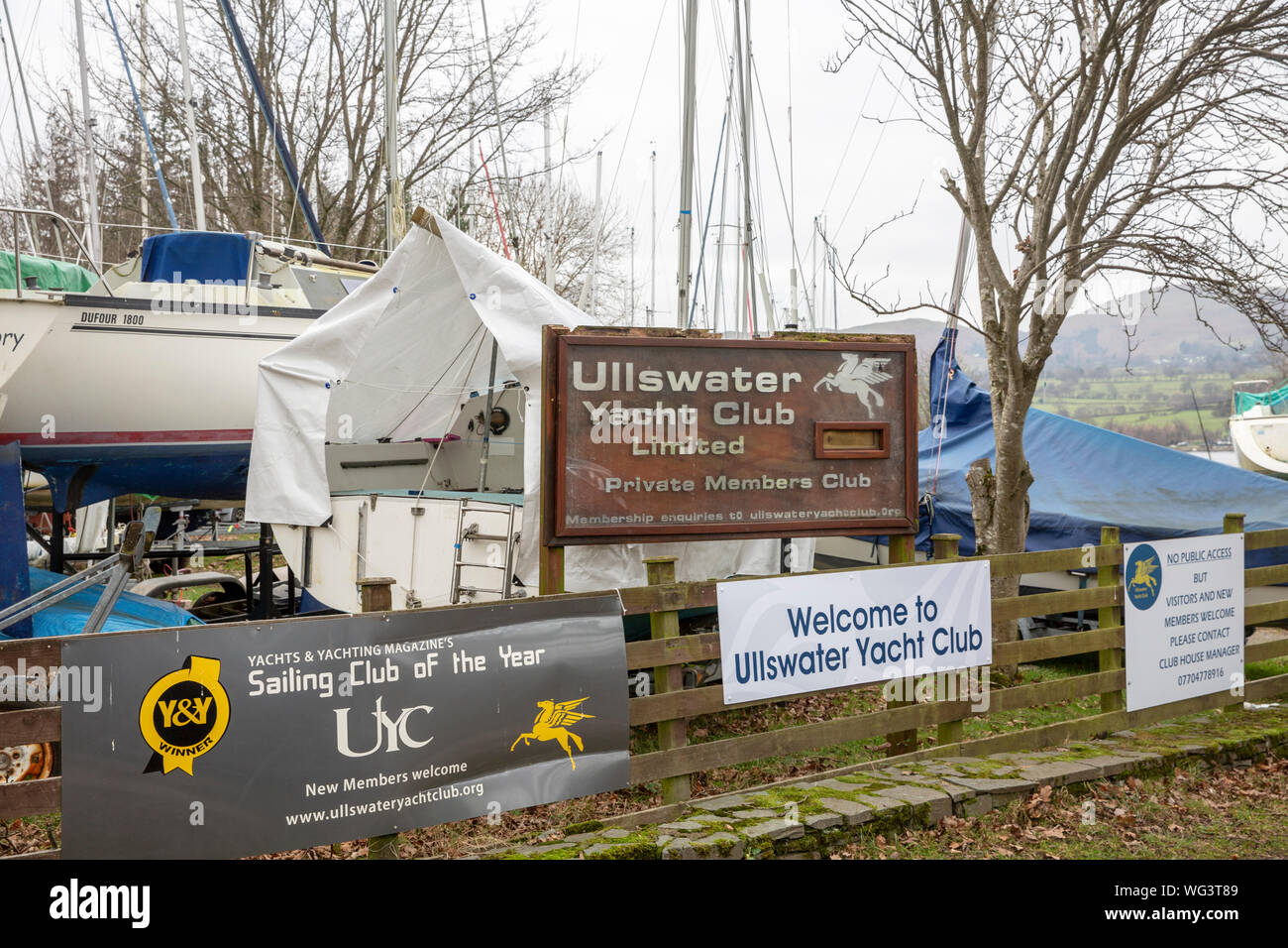 Ullswater Yacht club nel distretto del lago, Un Memebers Club privato in Cumbria,Inghilterra Foto Stock
