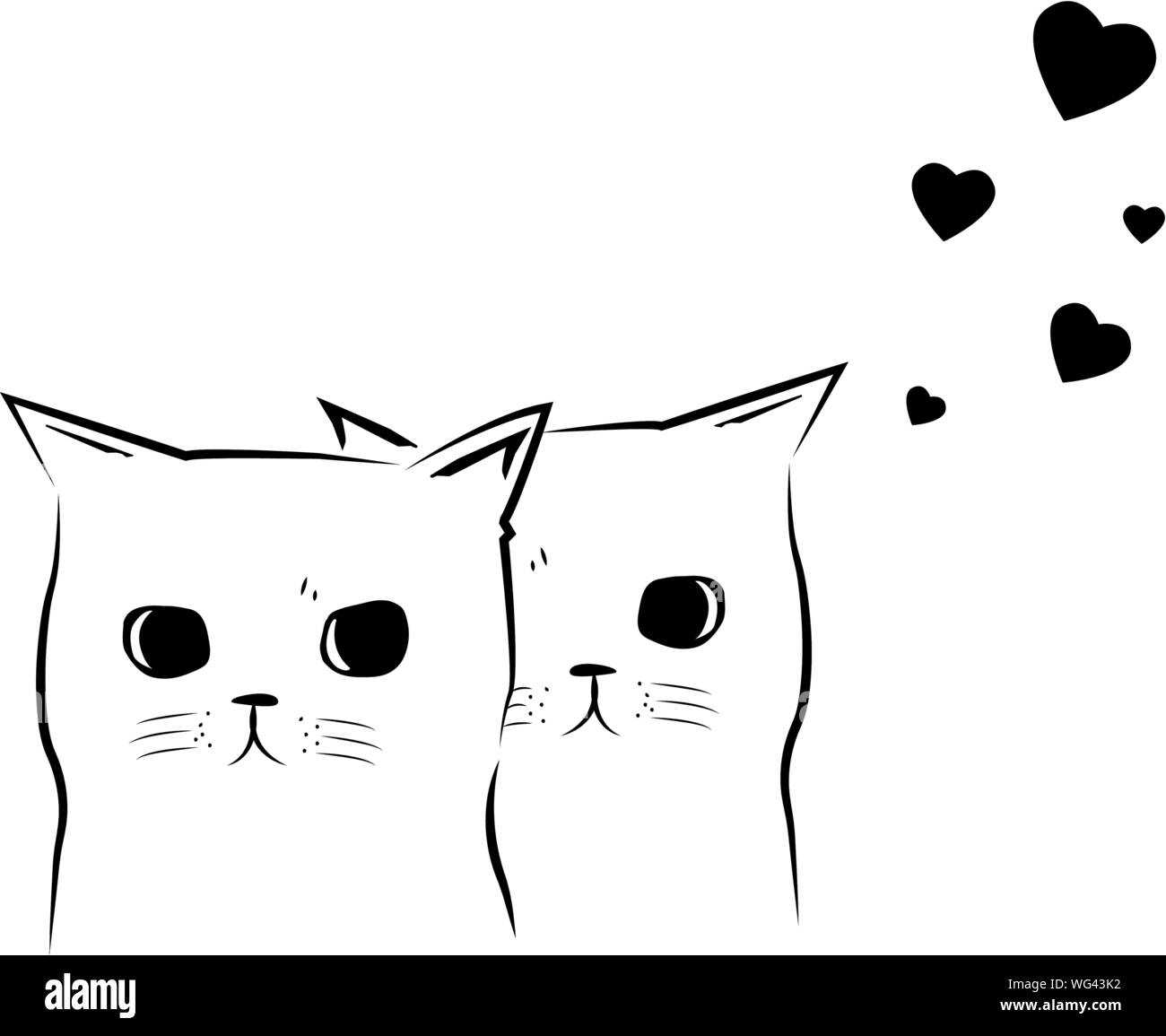 coppia amore del gatto in san valentino Illustrazione Vettoriale