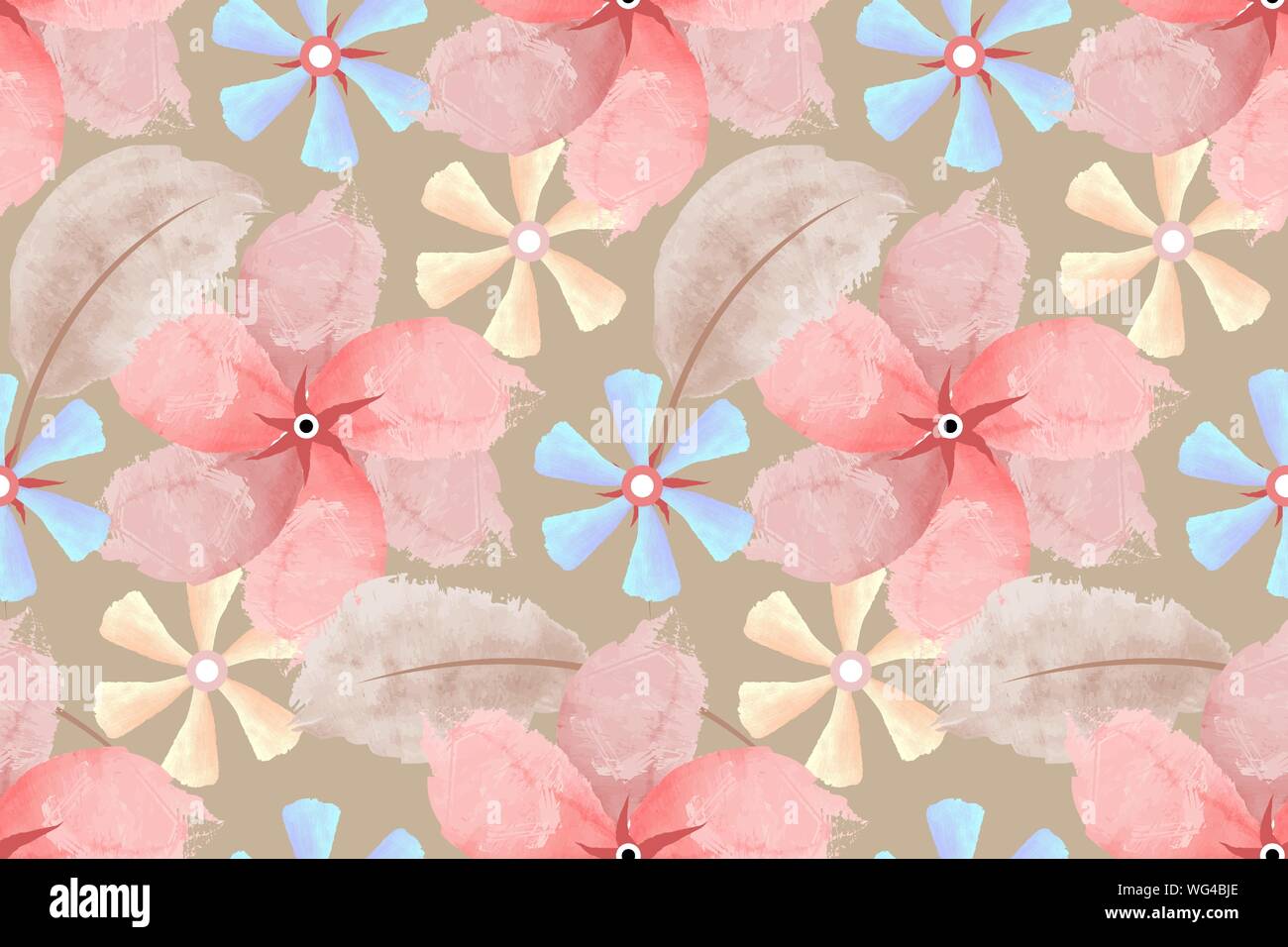 Delicato fiore stampa. Arte vettore floreali seamless pattern. Illustrazione Vettoriale