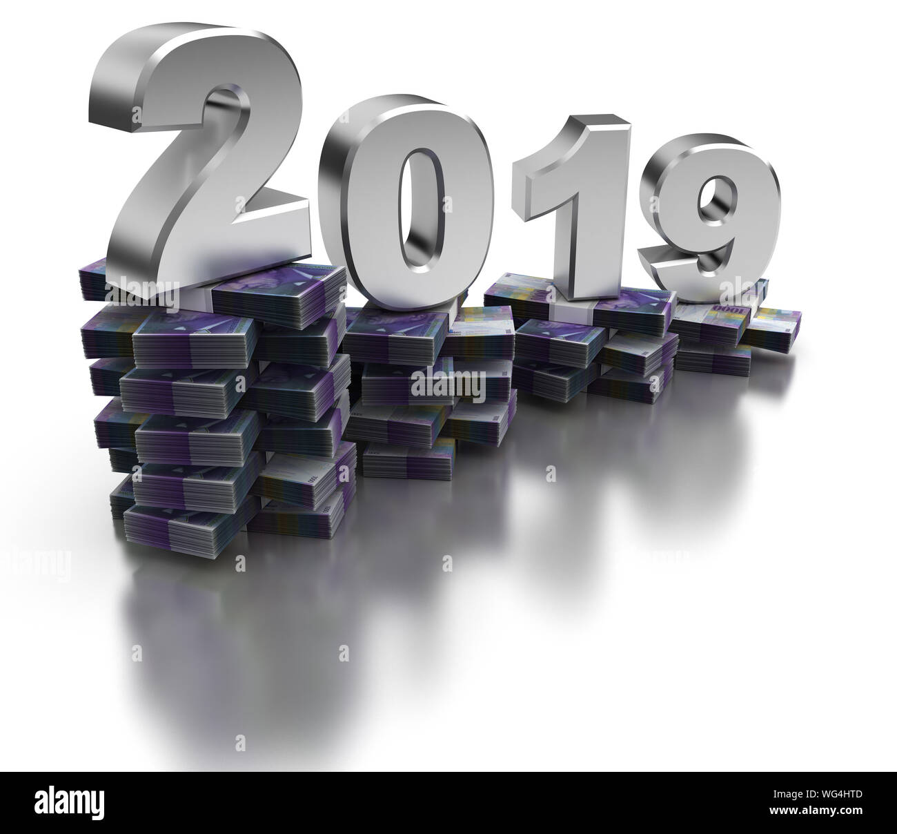 Cattiva economia Svizzera 2019 (isolato su sfondo bianco) Foto Stock