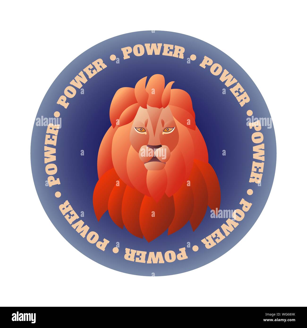 Emblema con la testa di un leone su un round lo sfondo con il testo in un cerchio. EPS vettoriali10 Illustrazione Vettoriale