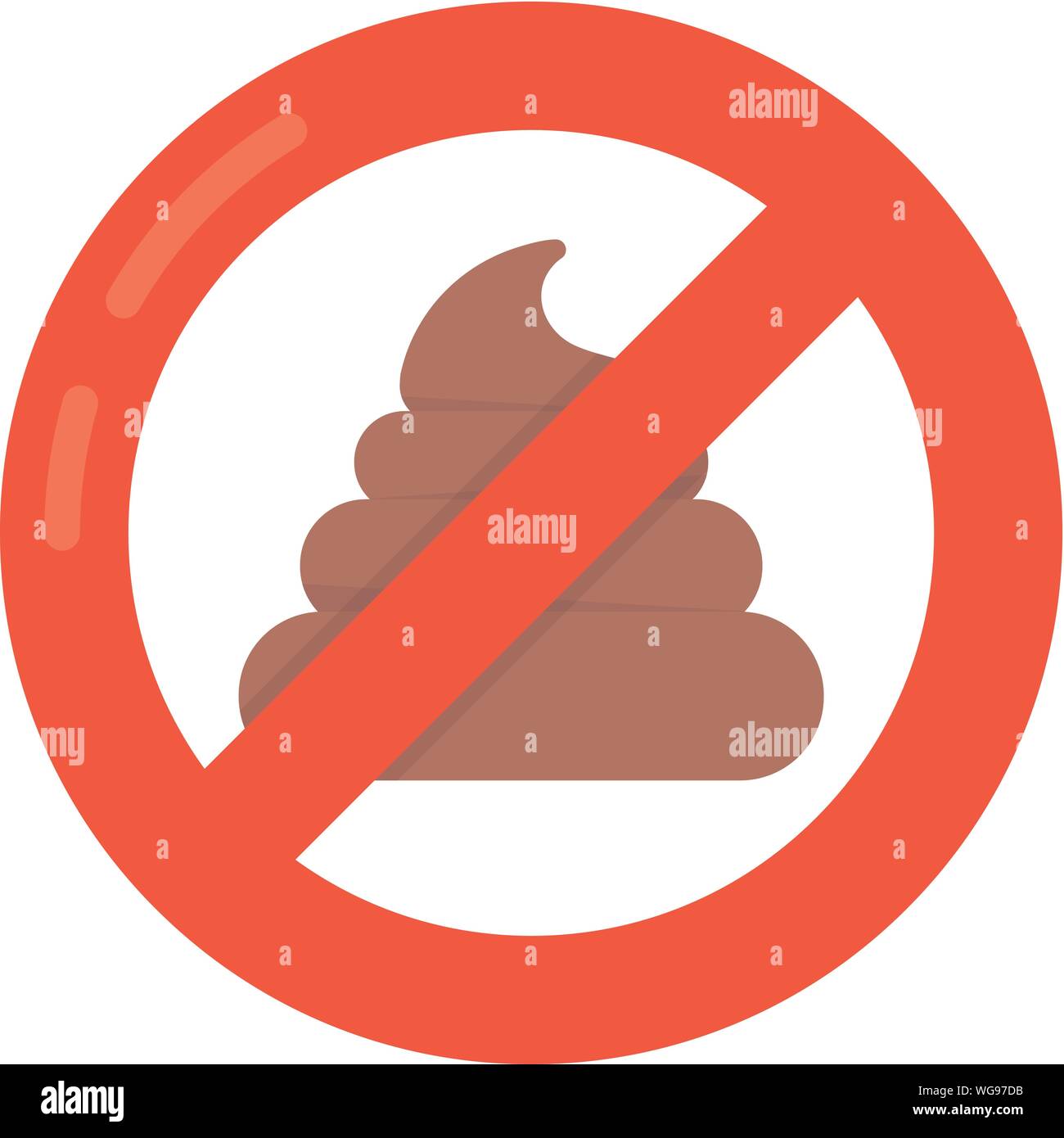 Red semplice non merda segno isolato su bianco Illustrazione Vettoriale
