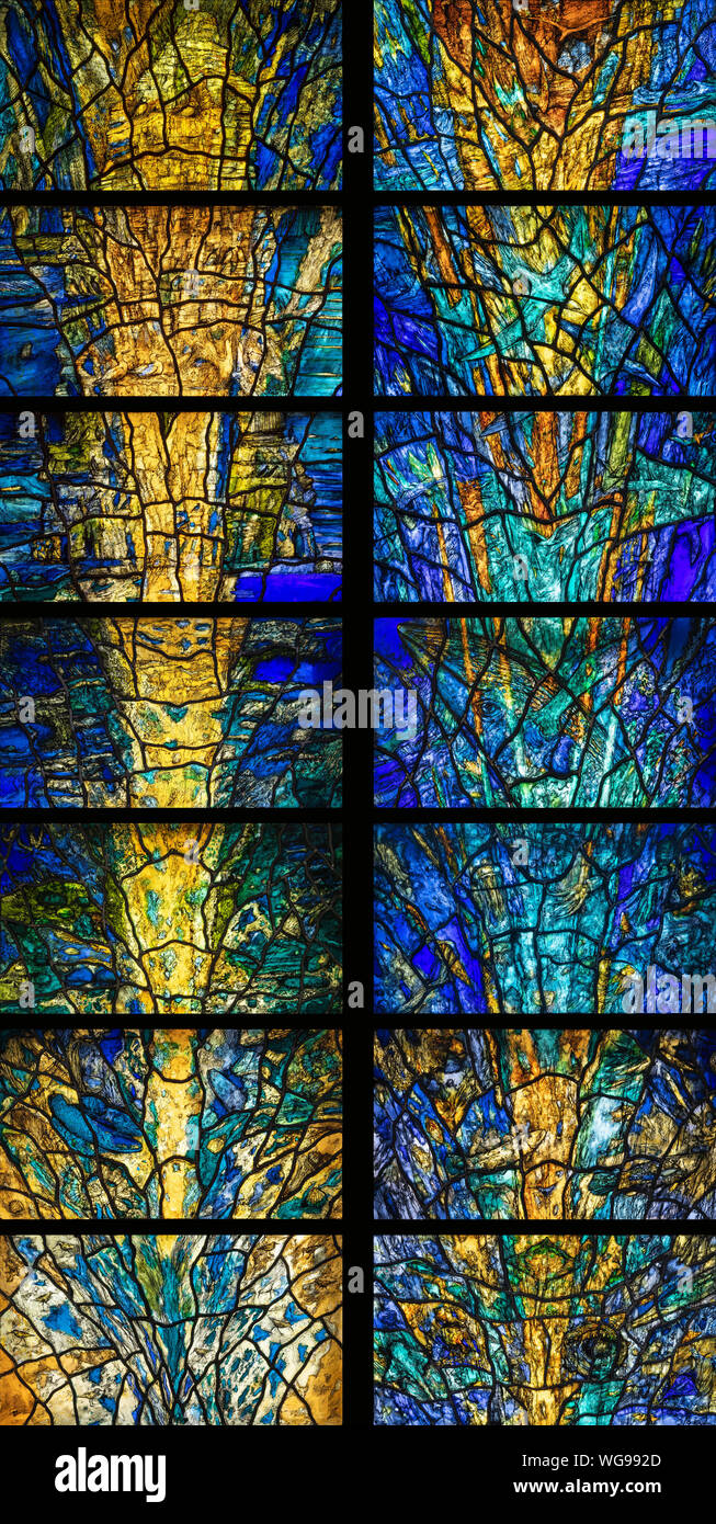 La parte inferiore 7 del nord-est e sud-est windows, da Thomas Denny (2000), Emmanuel Church, Bridlington, nello Yorkshire, Regno Unito Foto Stock