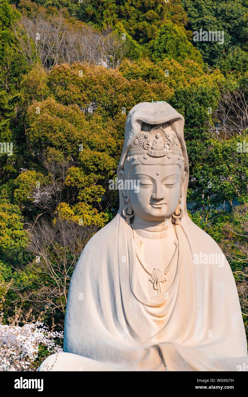 Gigantesca statua del Buddha, Ryozen Kannon statua, Tempio Kodaiji, Shimokawaracho, Kyoto, Giappone Foto Stock
