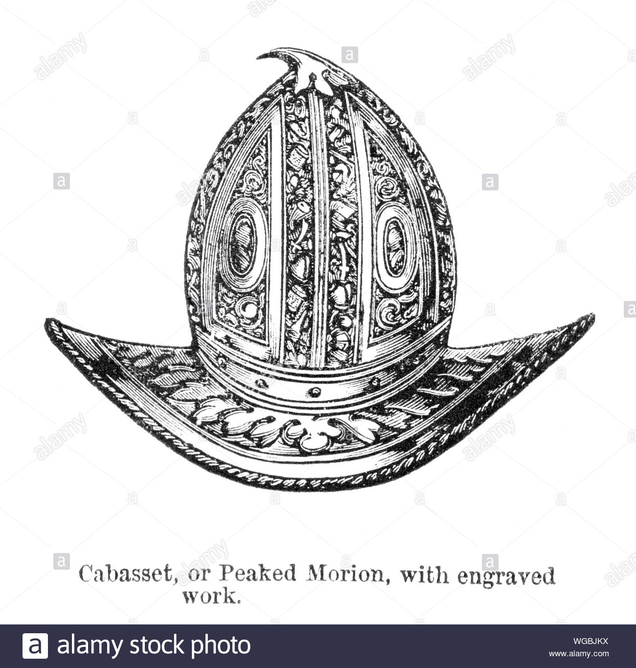 Cabasset o il picco Morion, vintage illustrazione da 1884 Foto Stock