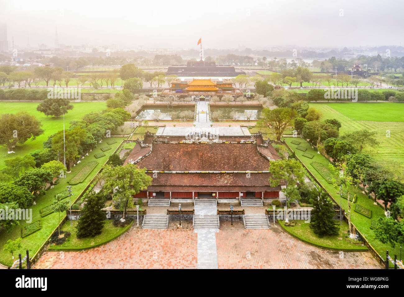 La cittadella di Hue. Imperial Palazzo reale della dinastia Nguyen in tinta, Vietnam. Un sito Patrimonio Mondiale dell'Unesco. Foto Stock