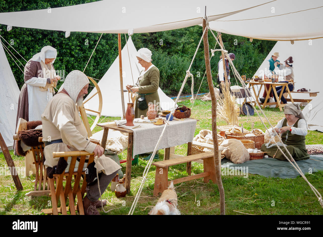Accampamento medievale vita - Tewkesbury Festival Medievale 2019 Foto Stock
