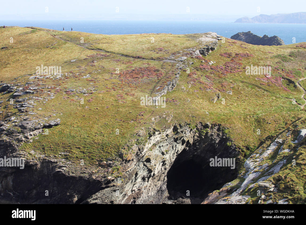 Viste della costa da Tintagel Castle area, sulla costa nord della Cornovaglia Foto Stock