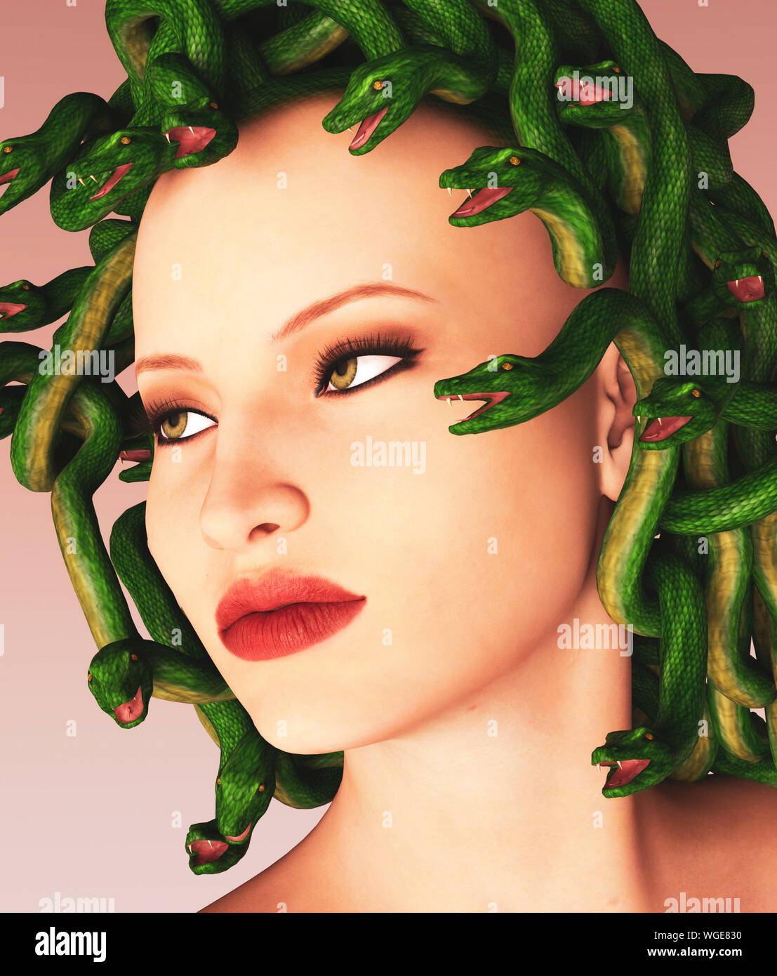 Ritratto di Medusa,3d illustrazione per la copertina del libro Foto Stock