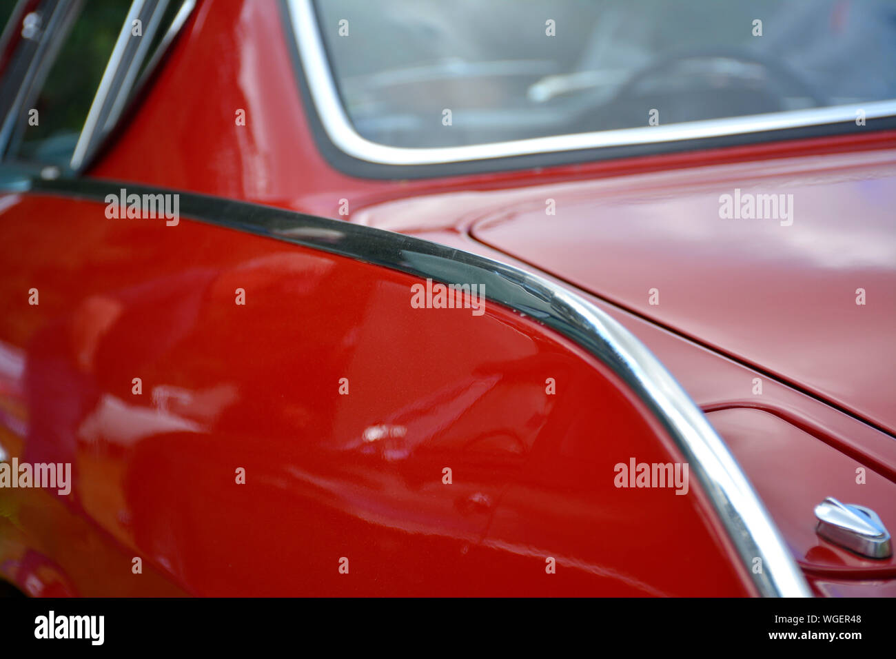 Close up dettaglio di una Volvo P1800 a un classico auto show Foto Stock