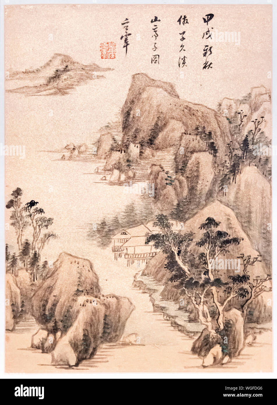 Il paesaggio nel modo di Vecchi Maestri da Shen Hao, dinastia Qing datata 1654 Foto Stock
