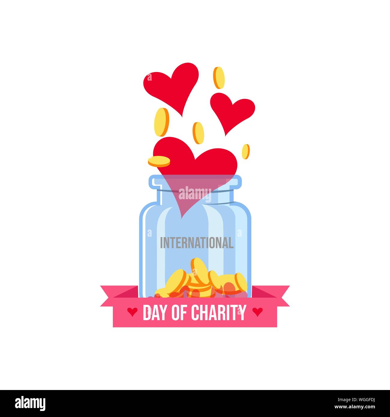 Donazioni internazionali sulla giornata internazionale della carità vettore banner e poster image Illustrazione Vettoriale
