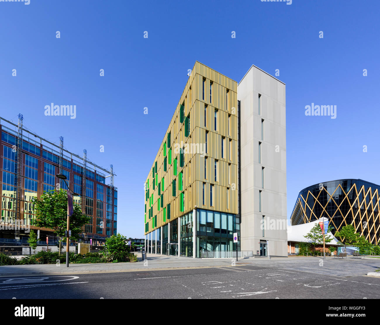 Architettura moderna - il nucleo offfice & event edificio a Newcastle Helix Città della Scienza in Newcastle upon Tyne sviluppato dall'Università di Newcastle Foto Stock