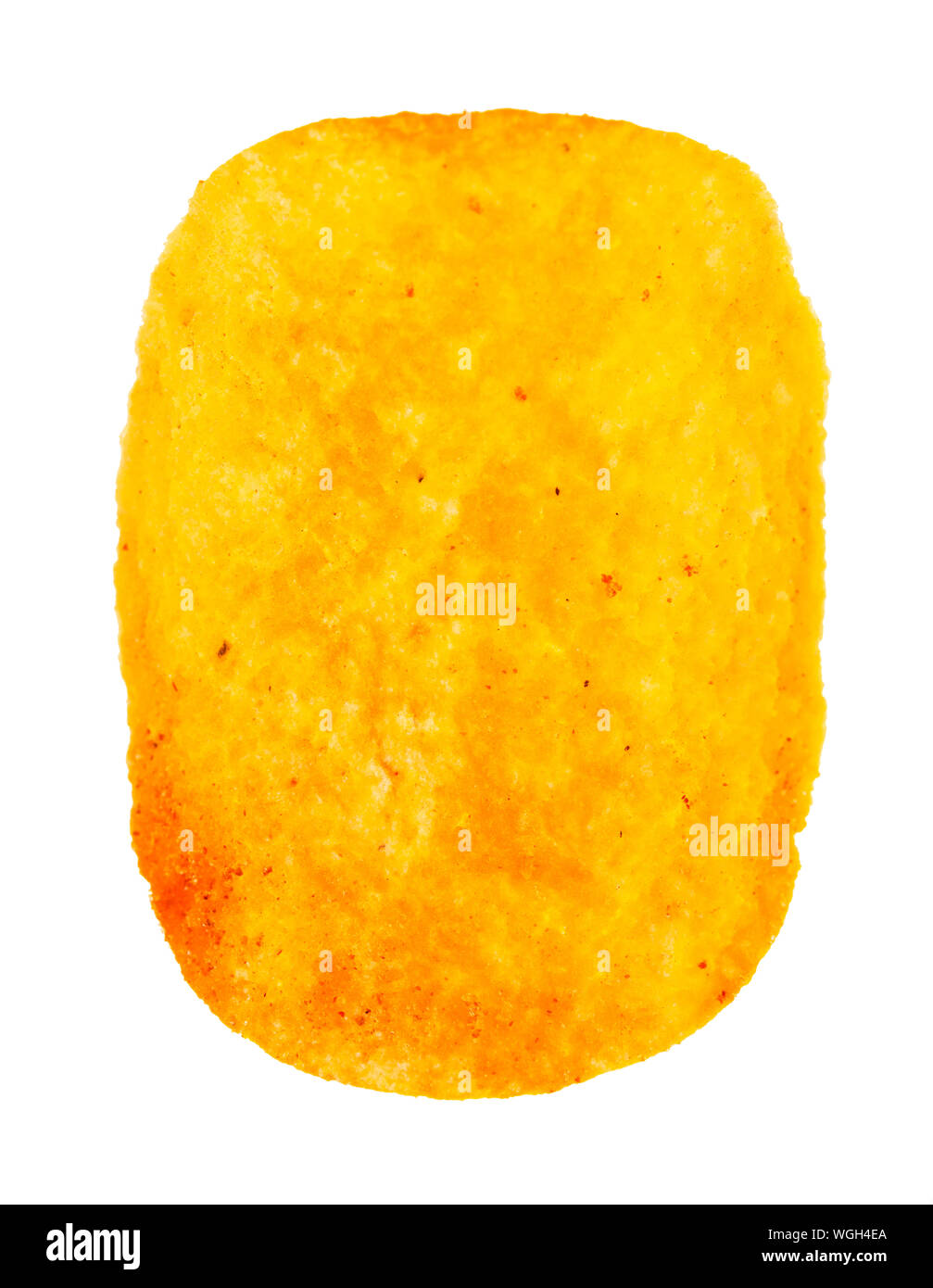 Singolo chip di patata con paprika isolati su sfondo bianco Foto Stock