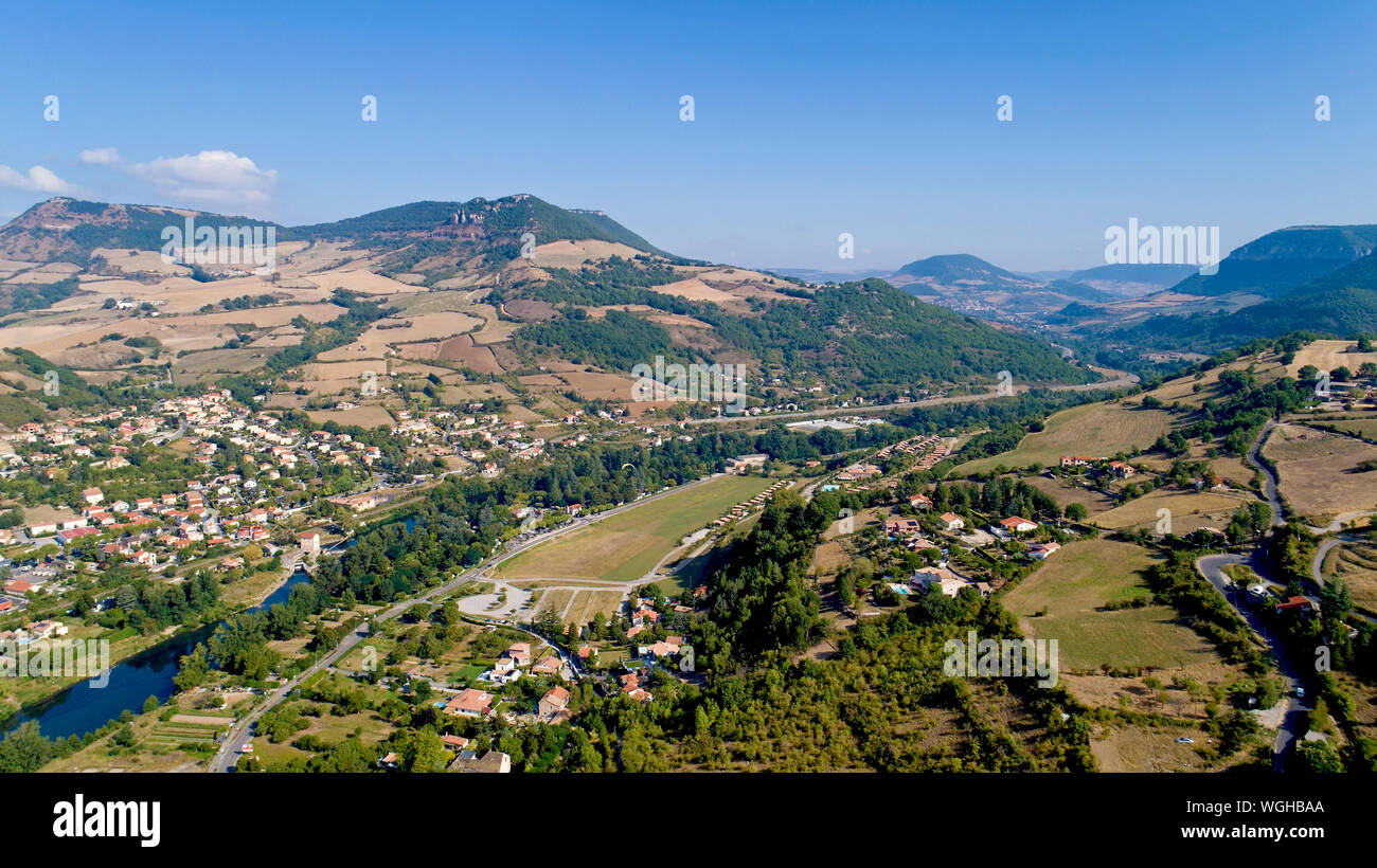 Vista aerea di Millau e Gorges du Tarn Foto Stock
