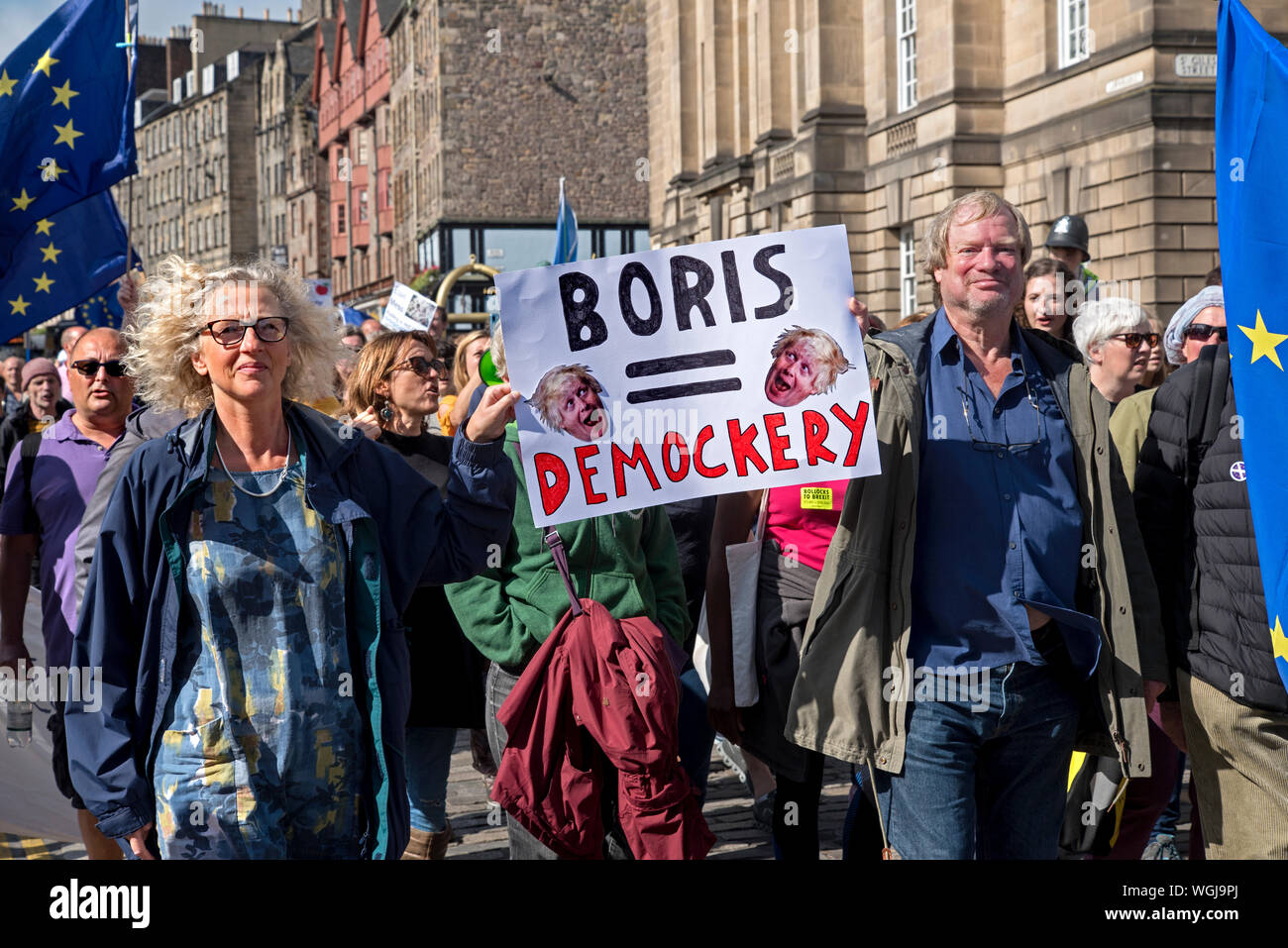Edimburgo, Scozia, 31 agosto 2019. Movimento europeo in Scozia terrà una manifestazione di protesta contro la proroga del Parlamento. Foto Stock