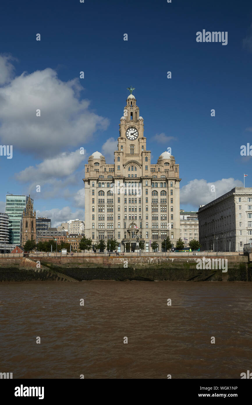 Il Liver Building Pier Head Liverpool Merseyside England Regno Unito Foto Stock