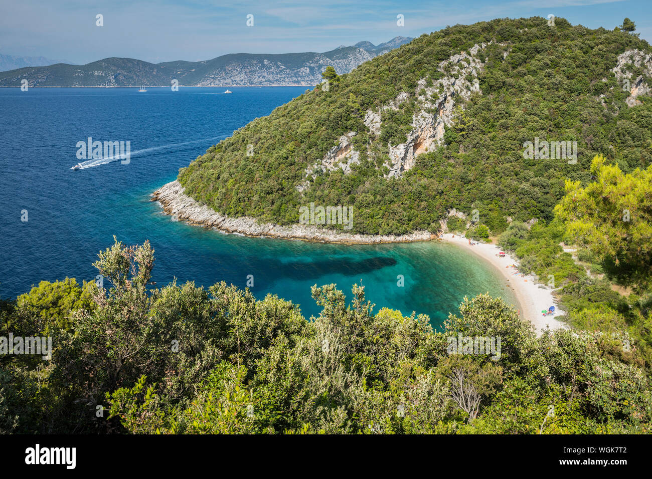 Baia con spiaggia hiden nell isola di Korcula Foto Stock