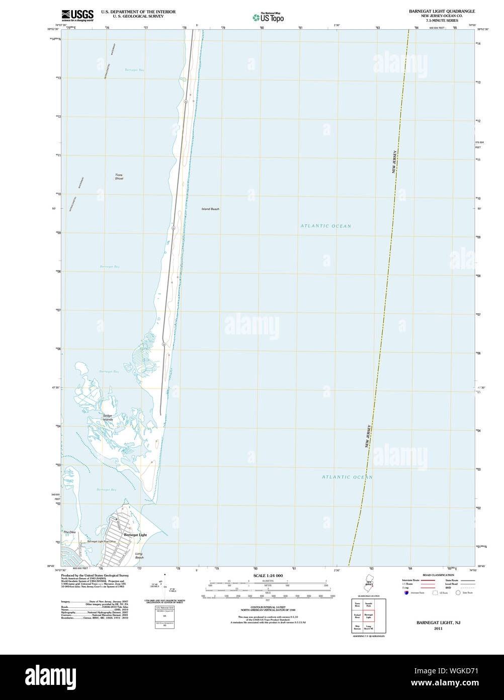 USGS TOPO Map New Jersey NJ Barnegat 20110428 Luce TM il restauro Foto Stock