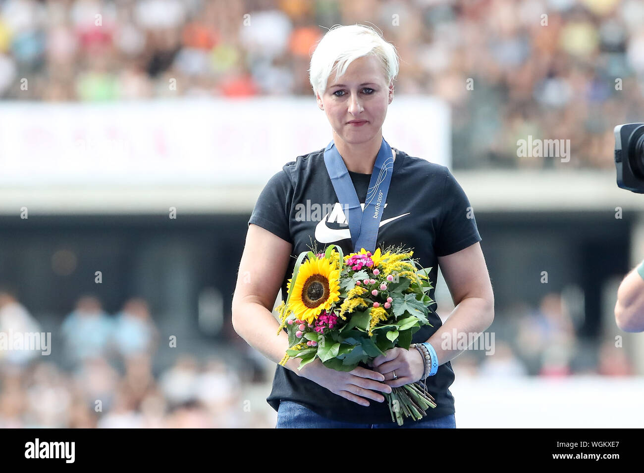 Berlino, Germania 01. Settembre 2019: ISTAF - Atletica - 2019 Ariane Friedrich (GER) si è aggiudicata il suo campionato del mondo medaglia d'argento nel salto in alto dei Campionati del Mondo 2009 a Berlino | Utilizzo di tutto il mondo Foto Stock