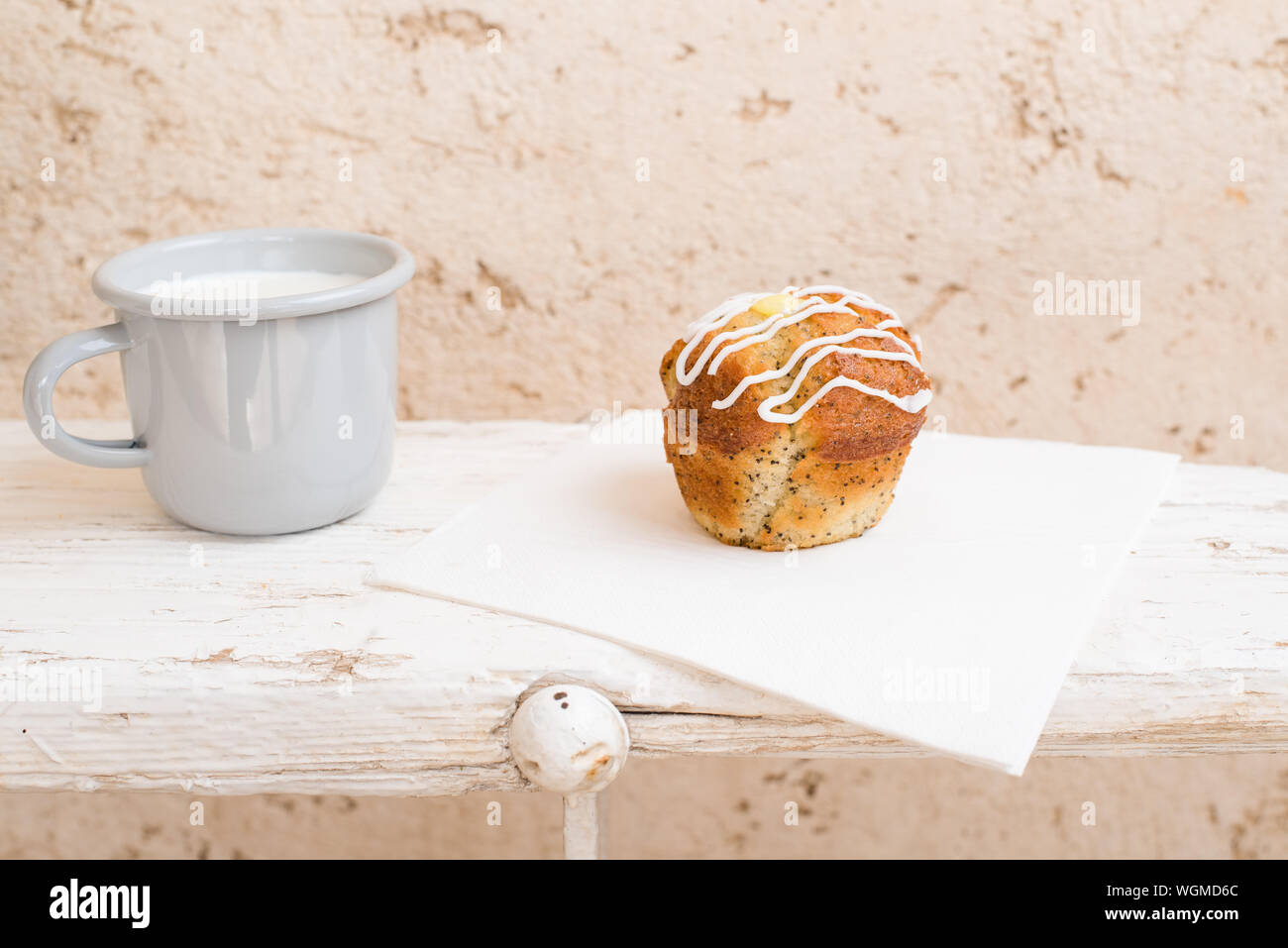 Muffin latte e pausa pranzo Foto Stock