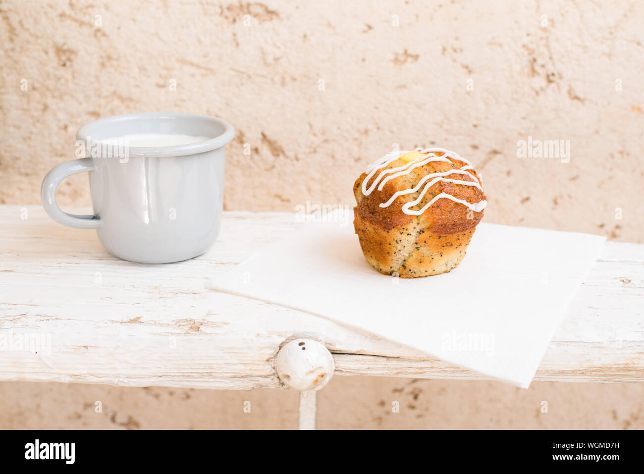 Muffin latte e pausa pranzo Foto Stock