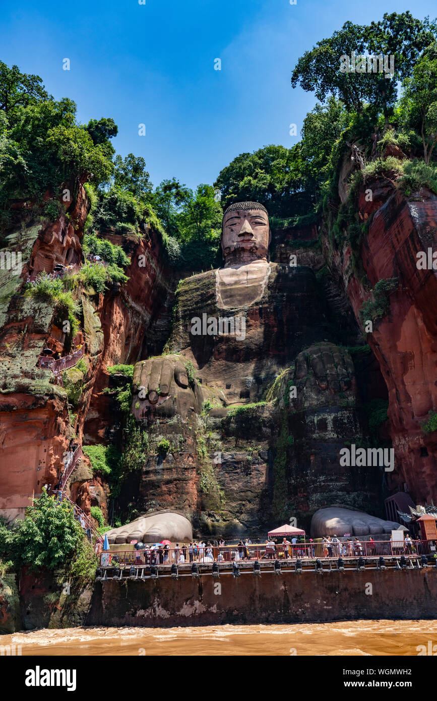 Il gigante Buddha di Leshan vicino a Chengdu, Cina Foto Stock