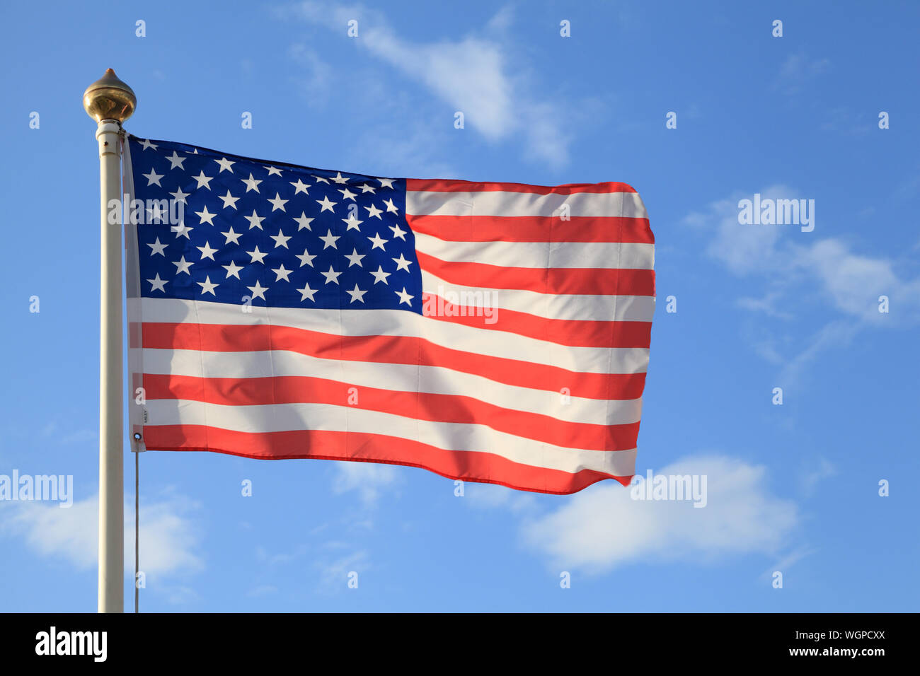 Bandiera degli Stati Uniti, a stelle e strisce, bandiera nazionale, americano, Stati Uniti d'America, bandiera pole Foto Stock