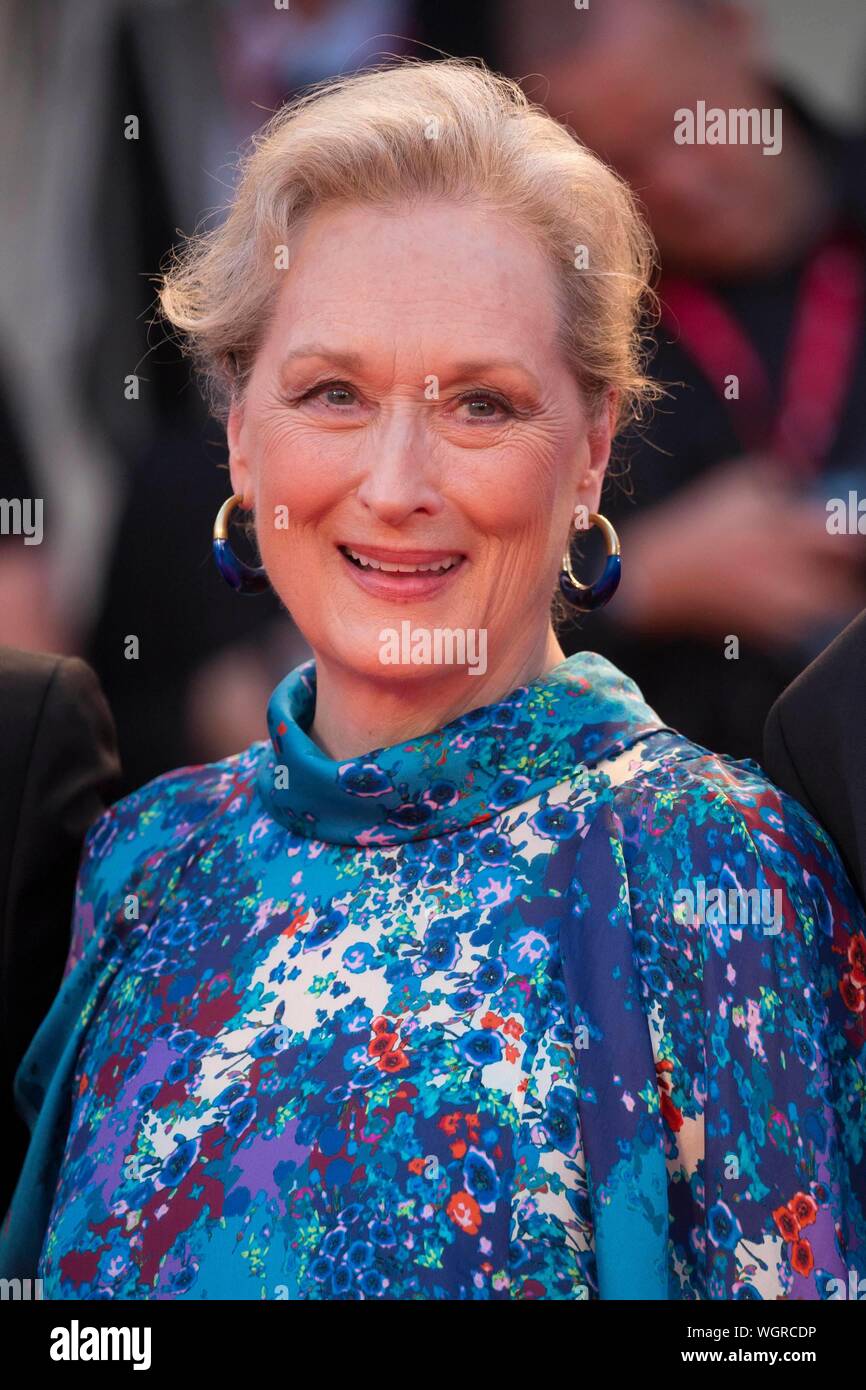 Venezia, Italia. Il 1° settembre 2019. Meryl Streep assiste la premiere di 'La lavanderia a gettoni' durante il 76° Festival del Cinema di Venezia al Palazzo del Cinema al Lido di Venezia, Italia, il 01 settembre 2019. | Utilizzo di credito in tutto il mondo: dpa picture alliance/Alamy Live News Foto Stock