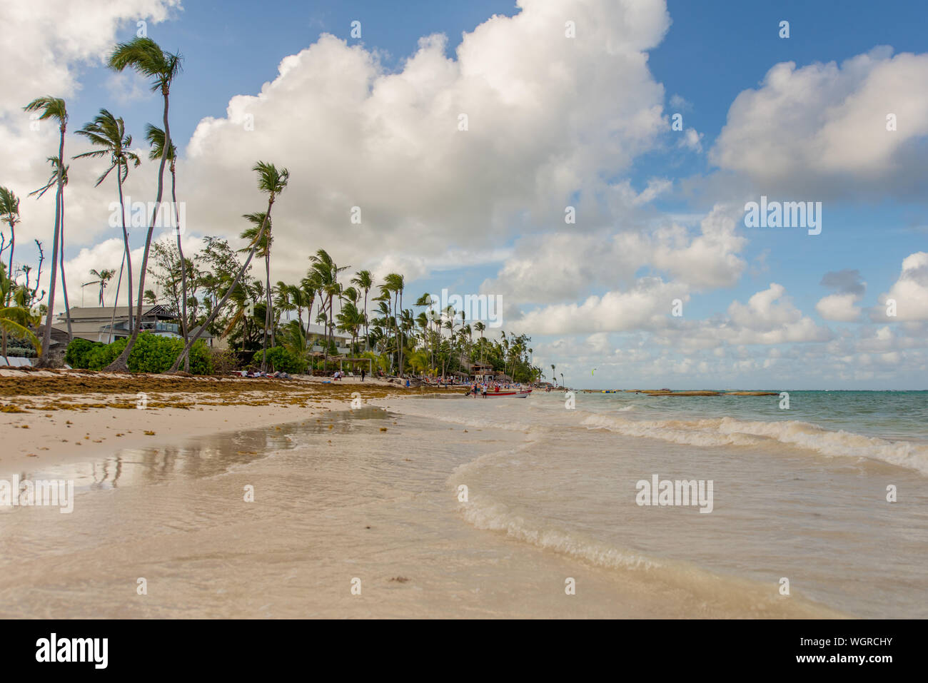Paradiso di Vacanza Sun Beach, sabbia e bella vista in Punta Cana Repubblica Dominicana Foto Stock