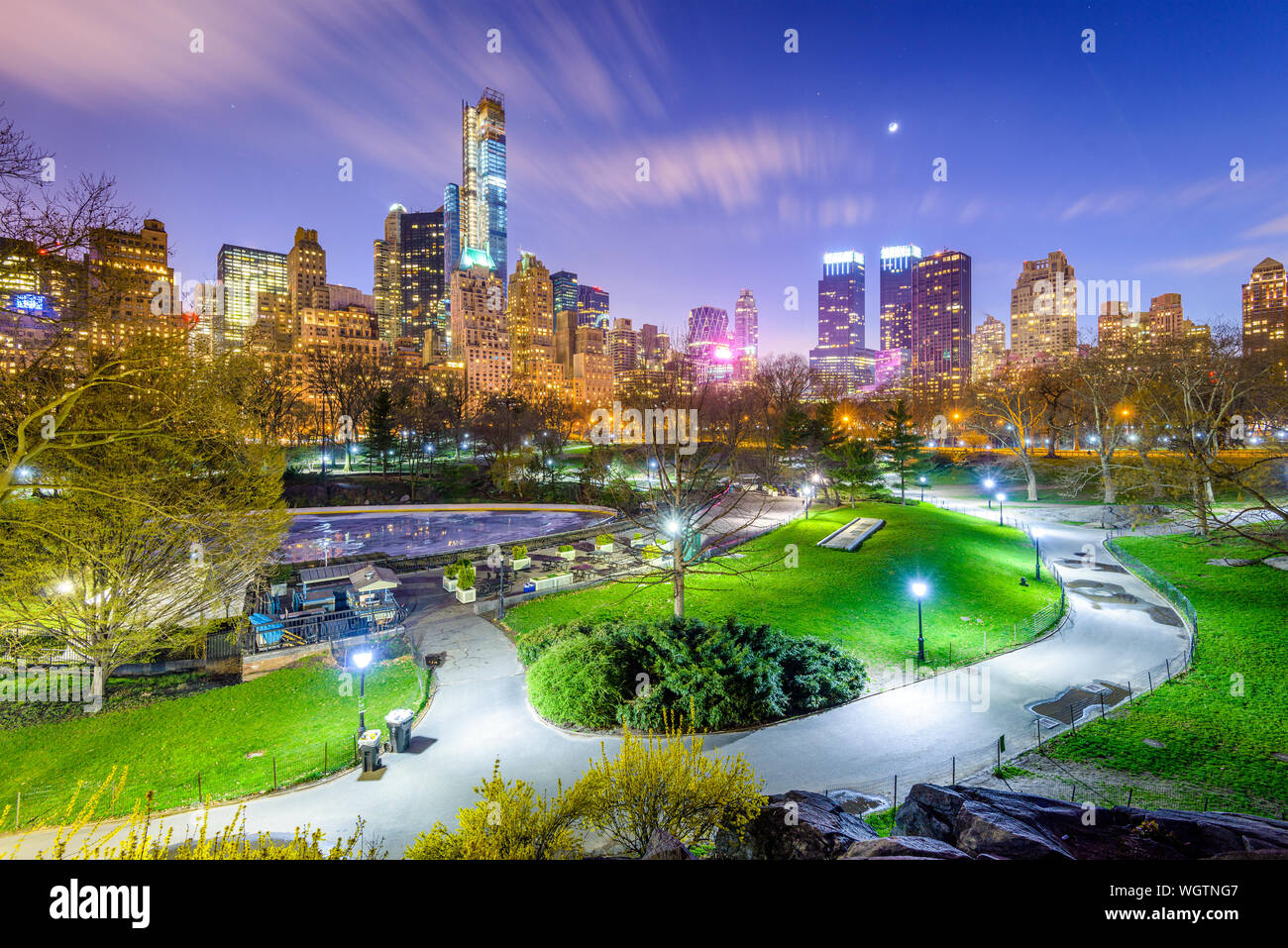 New York City cityscape vista da Central Park. Foto Stock