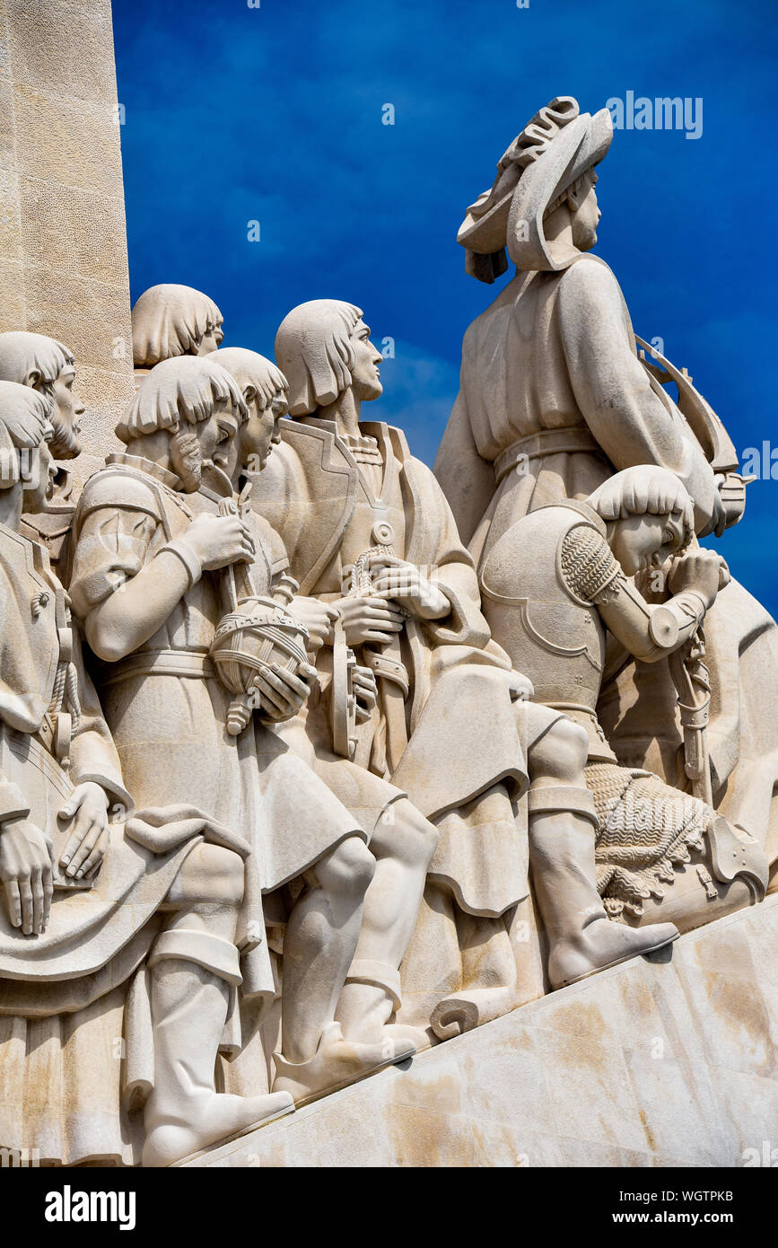 Lisbona, Portogallo - Luglio 26, 2019: Padrao dos Descobrimentos (monumento alle scoperte), si affaccia sul fiume Tago a Belem Foto Stock