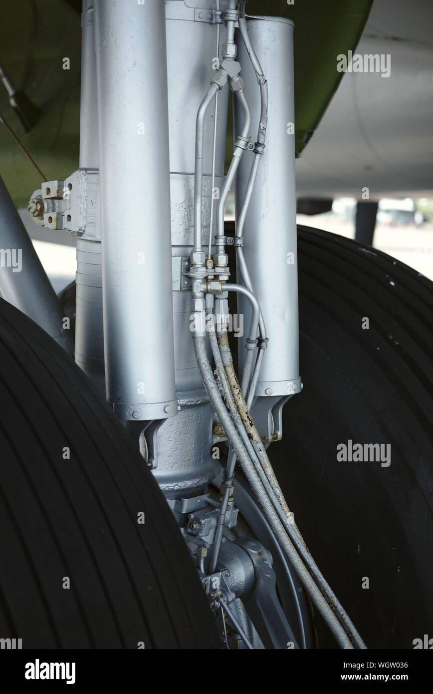 Carrello di atterraggio. Comando Airlift Museum, Dover AFB, Dover, Delaware Foto Stock