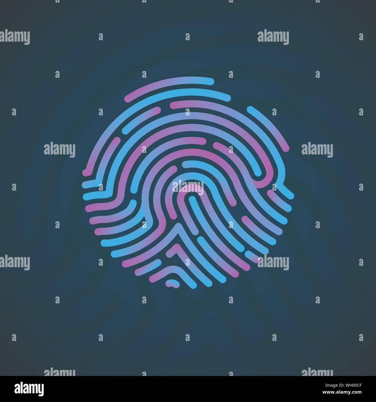Cyber Security Finger Print di scansione. La scansione delle impronte digitali del sistema di identificazione. Autorizzazione biometrici e concetto di sicurezza. Illustrazione Vettoriale Illustrazione Vettoriale