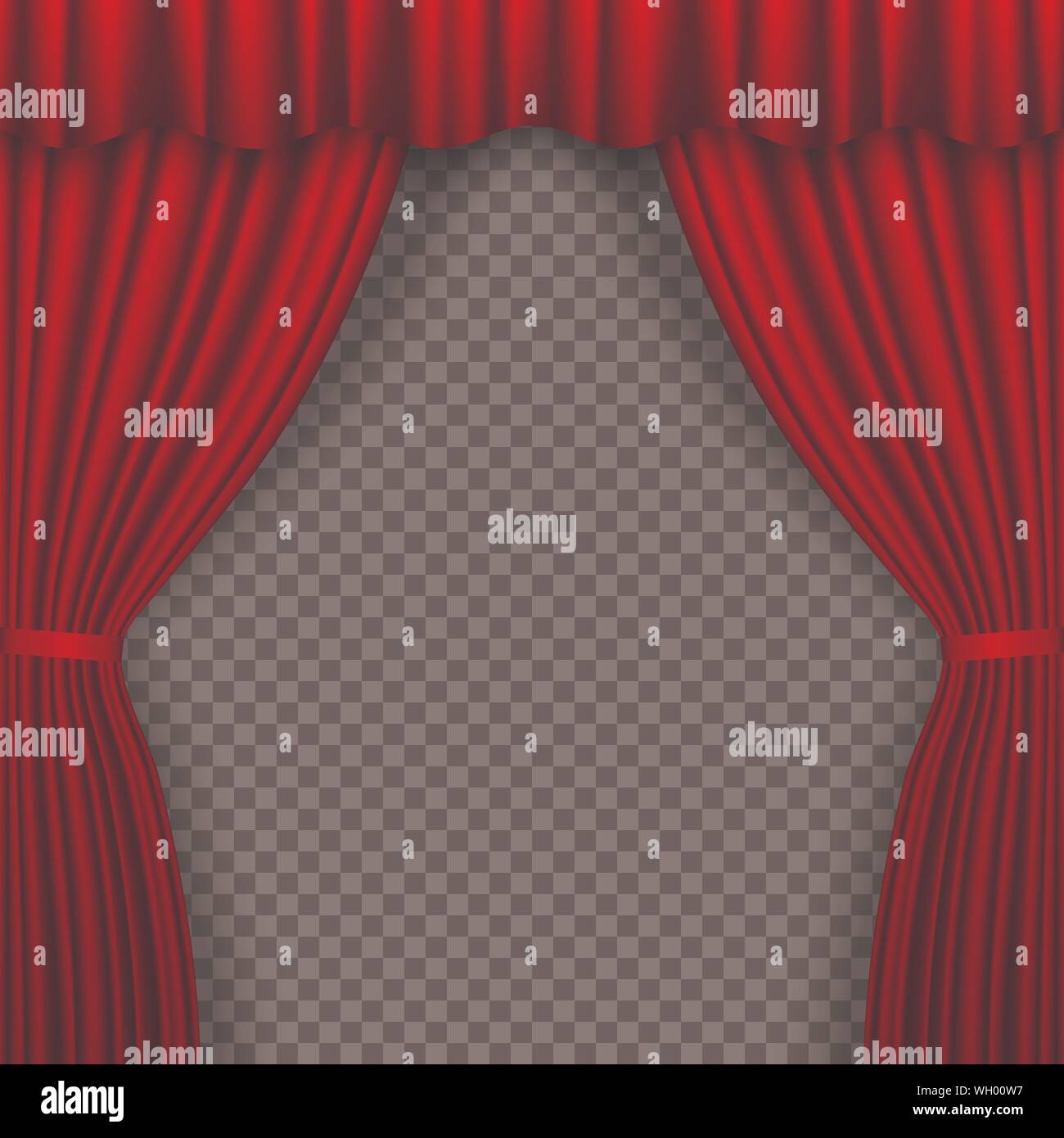Red sipario di un palcoscenico. Teatro tende su sfondo trasparente. Illustrazione Vettoriale Illustrazione Vettoriale