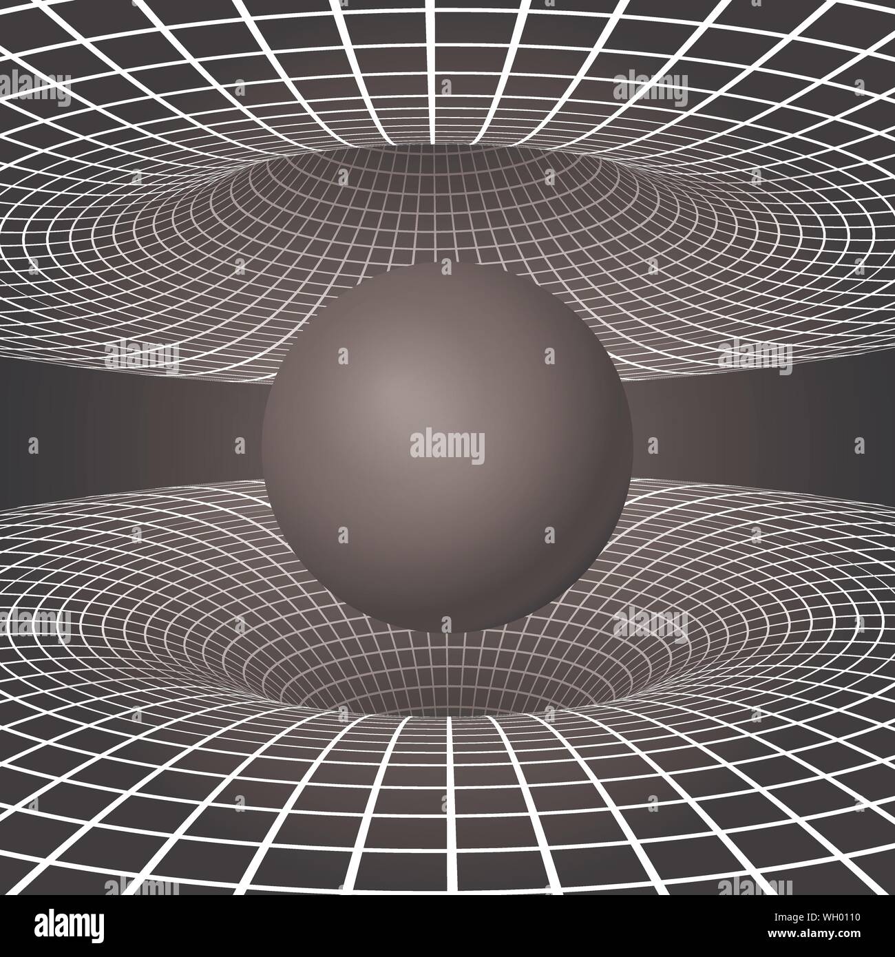 Fisica - anomala foro nero fenomeno. Fili di ordito del tempo e dello spazio. Sci-fi sfondo. Illustrazione Vettoriale Illustrazione Vettoriale